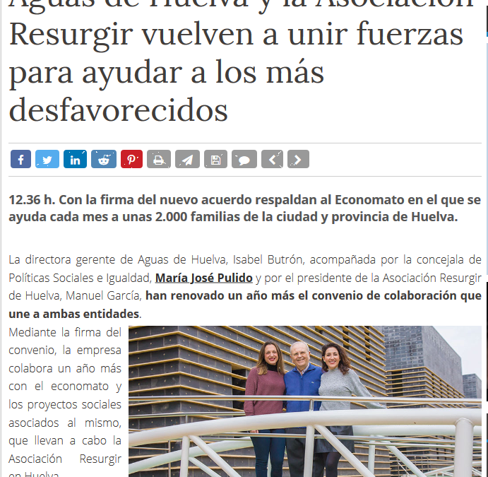 Aguas de Huelva y la Asociación Resurgir vuelven a unir fuerzas para ayudar a los más desfavorecidos